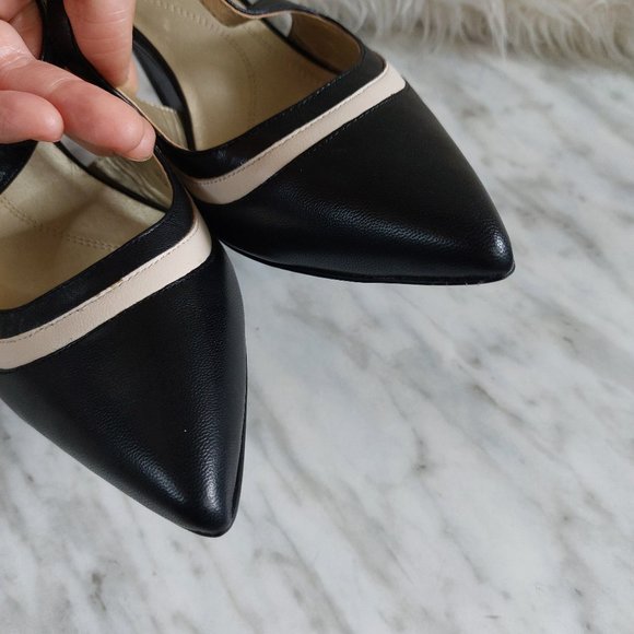 Tahari Britta Women's Black and Beige Trim Point Toe Strapped Heel Sandals  8M - Picture 8 of 8